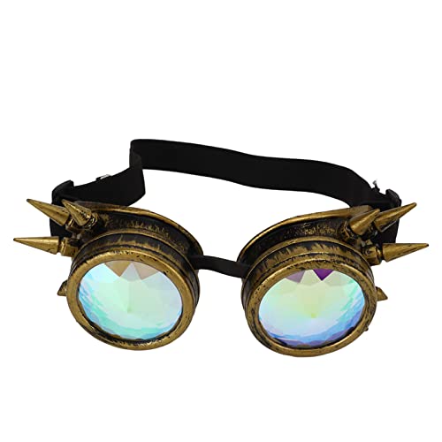 SPYMINNPOO Kaleidoscope Steampunk -Brille, Regenbogenkristalllinsen, Verstellbare Nosenspiele für die Vintage Decoration Party (Bronze) von SPYMINNPOO