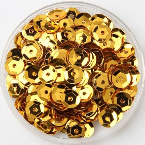 3 mm 4 mm 5 mm 6 mm 8 mm 10 mm Pailletten konkave runde lose Pailletten Basteln Pailletten Nähen Kleidung Dekoration DIY Zubehör Pailletten-Gold, 10 mm 20 g von SPeesy