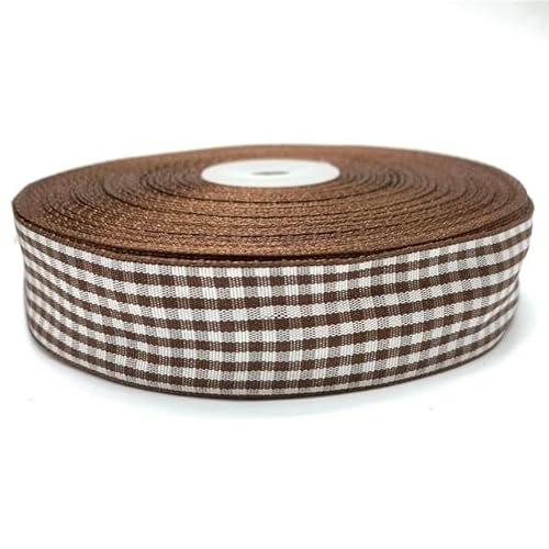 4,5 m / Los 10/15/20/25 mm rotes kariertes Band mit Gittermuster, bedrucktes Band für Zuhause, Hochzeit, Weihnachtsdekoration, DIY-Geschenkverpackung, Braun, 10 mm, 4,5 m von SPeesy