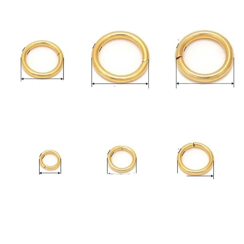 4 mm, 5 mm, 6 mm, 7 mm, 8 mm, goldene Biegeringe aus Edelstahl, offene Spaltringverbinder für DIY-Schmuckherstellung, Großhandelsartikel, Gold, 1,2 x 8 mm, 200 Stück von SPeesy