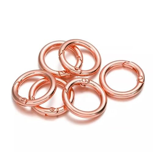 5 Stück/Lot Metall-O-Ring-Federverschlüsse, zu öffnender runder Karabiner, Schlüsselanhänger, Taschenhaken, Schnallen, Verbinder für DIY-Schmuckherstellung, Roségold, 18 mm von SPeesy