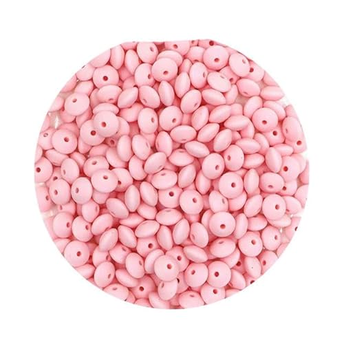 50/100 Teile/los Linsenperlen Silikonperlen Abacus Linsen 12mm DIY Clip für Stifte Schmuck Schlüsselanhänger Herstellung-Candy Pink-50 Stück von SPeesy