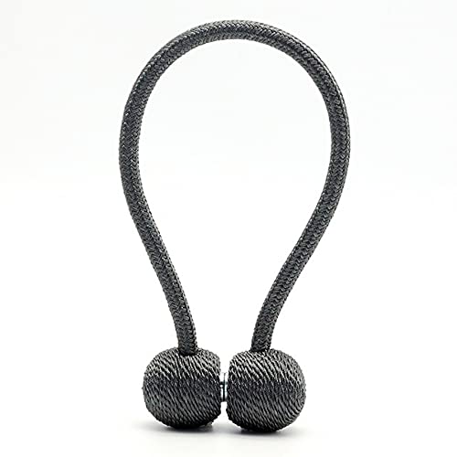 SQIANKUN Vorhang Raffhalter 1 STÜCKE Magnetische Vorhang Raffhalter Geflochtene Sphärische Kette Schnalle Einfarbig Gardinen Holdback Clip Halter Wohnkultur Raffhalter FüR VorhäNge(Dark Grey) von SQIANKUN