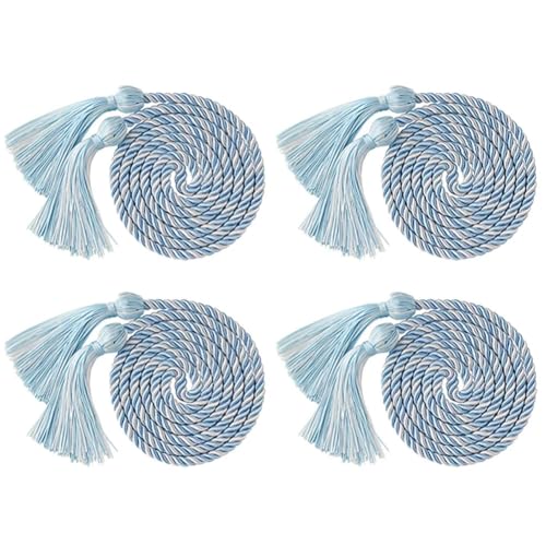 SQIANKUN Vorhang Raffhalter Lange Seil Quasten Fransen DIY Handwerk Schmuck Vorhang Kleidungsstücke Dekor Seide Schnur Seil Band Quasten Anhänger Raffhalter FüR VorhäNge(Blue 4pcs) von SQIANKUN