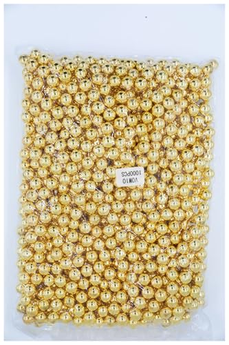 SQING 1,5/2/3/4/6/8/10/12 MM Mehrfarbige Kein Loch Acryl ABS Imitation Perle Perlen Runde Lose Perlen for Schmuck Machen DIY Zubehör(Gold,10mm 1000pcs) von SQING