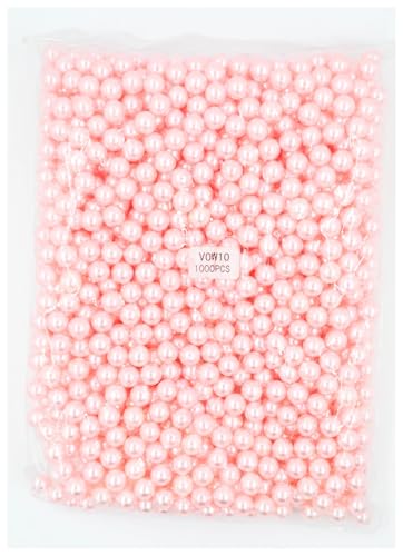 SQING 1,5/2/3/4/6/8/10/12 MM Mehrfarbige Kein Loch Acryl ABS Imitation Perle Perlen Runde Lose Perlen for Schmuck Machen DIY Zubehör(Light Pink,12mm 1000pcs) von SQING