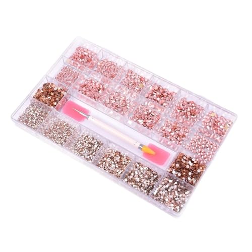 SQING 10320 Stück Strass-Nagelkunst-Set, Multi-Form-Kristall, flache Rückseite, Glas, Diamantnägel, Zubehör F8888(Champagne) von SQING