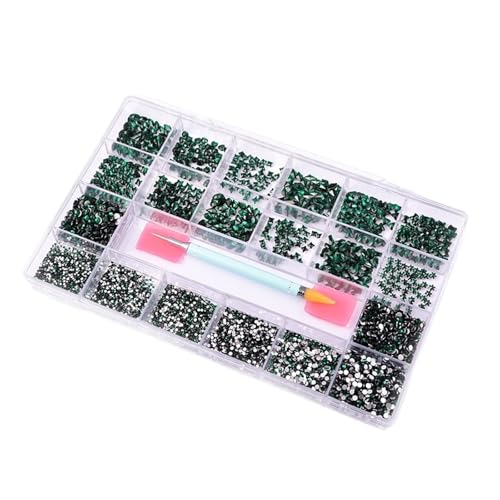 SQING 10320 Stück Strass-Nagelkunst-Set, Multi-Form-Kristall, flache Rückseite, Glas, Diamantnägel, Zubehör F8888(Emerald) von SQING