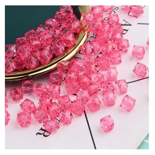 SQING 10mm handgemachte Perlen DIY quadratische Diamantperlen gewebt voller Himmel Stern transparente quadratische Perlen gewebte Acrylperlen lose Perlen(Watermelon Red) von SQING