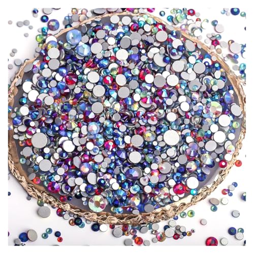 SQING 14400 Stück Großhandel Shimmer AB Non Hotfix Strasssteine ​​Großpackung SS16 SS20 Flatback Nail Art Strass for Weihnachten(Mixed color AB,SS10-14400pcs) von SQING