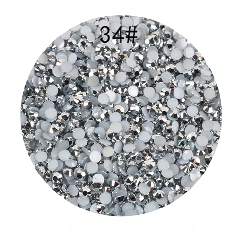 SQING 2 mm 3 mm 4 mm 5 mm 6 mm Flatback-Strasssteine ​​aus Kunstharz mit silberner Unterseite, nicht Hotfix, im großen Paket for DIY-Handwerk, Nail-Art-Dekor(34,SS6 2mm 50000pcs) von SQING