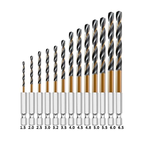 SQING 3/7/13PCS Hex Schaft Spiralbohrer Set Holz Metall Loch Cutter Kern Bohren Werkzeug Kobalt Bohrer bits 1,5 2 2,5 3 3,5 4 5 6mm HSS(13pcs 1.5-6.5mm) von SQING