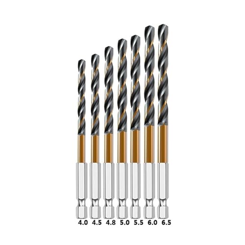 SQING 3/7/13PCS Hex Schaft Spiralbohrer Set Holz Metall Loch Cutter Kern Bohren Werkzeug Kobalt Bohrer bits 1,5 2 2,5 3 3,5 4 5 6mm HSS(7pcs 4-6.5mm) von SQING