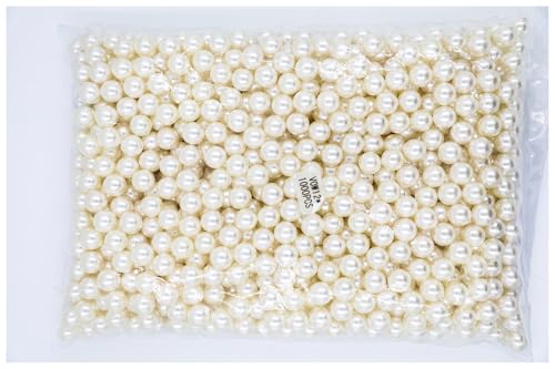 SQING 4/6/8/10/12/14/16mm Kein Loch Perlen ABS lose Runde Perlen Handwerk for Schmuck Machen weiß beige DIY Nachahmung Kleidungsstück perlen(Pearl White,1.5mm 10000pcs) von SQING