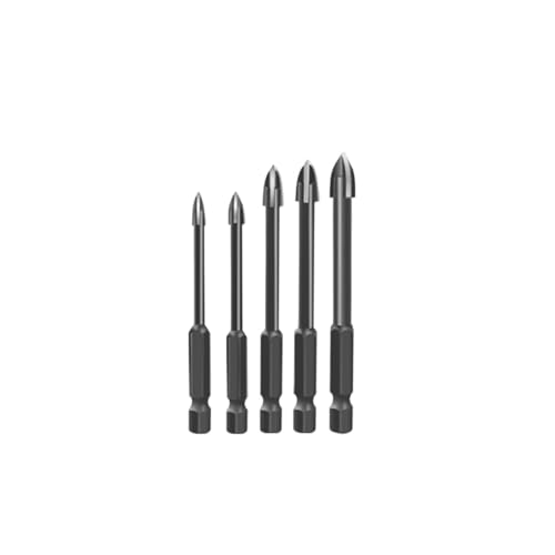 SQING 5/6 Teile/satz Kreuz Hex Fliesen Bohrer Set Beton Hartmetall for Glas Keramik Loch Opener Ziegel Harte Legierung dreieck Bit-Tool Kit(Black 3-4-5-6-7mm) von SQING