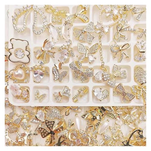 SQING 50/100 Stücke Luxus Zirkon Nail art Charms Zufällige Multi-Formen Kristall Strass Schmuck for Nail art Dekoration Aufkleber 3D Charme(100Pcs Random2) von SQING