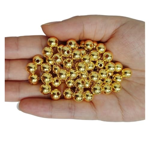 SQING 500 Gramm 3mm-30mm Runde Perlen 2 Löcher Imitation Perle for Handwerk Dekorationen Frauen DIY Kleidung Schmuck Nähen auf Perlen Zubehör(Gold,8mm 1900pcs) von SQING