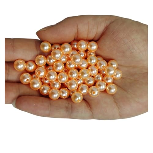 SQING 500 Gramm 3mm-30mm Runde Perlen 2 Löcher Imitation Perle for Handwerk Dekorationen Frauen DIY Kleidung Schmuck Nähen auf Perlen Zubehör(Light Peach,10mm 950pcs) von SQING