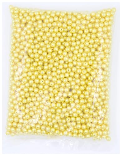 SQING 500 gramm 3/4/6/8/10/12 MM Mehrfarbig Mit Loch Acryl ABS Imitation perle Perlen Runde Lose Perlen for Schmuck Machen Zubehör(Citrine,4mm 500gram) von SQING