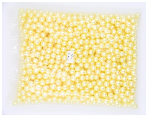 SQING 500 gramm 3/4/6/8/10/12 MM Mehrfarbig Mit Loch Acryl ABS Imitation perle Perlen Runde Lose Perlen for Schmuck Machen Zubehör(Jonquil,10mm 500gram) von SQING