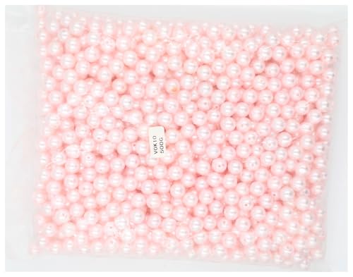 SQING 500 gramm 3/4/6/8/10/12 MM Mehrfarbig Mit Loch Acryl ABS Imitation perle Perlen Runde Lose Perlen for Schmuck Machen Zubehör(LT.LT.pink,6mm 500gram) von SQING