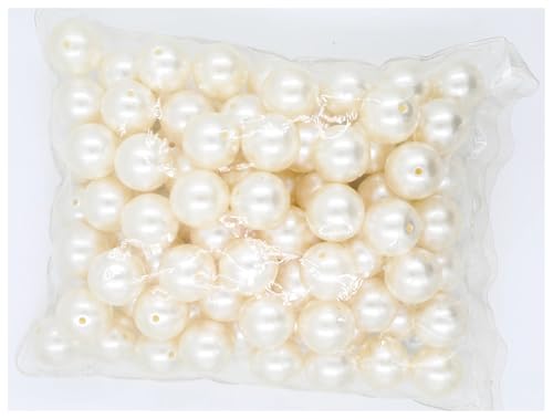 SQING 500 gramm 3/4/6/8/10/12 MM Mehrfarbig Mit Loch Acryl ABS Imitation perle Perlen Runde Lose Perlen for Schmuck Machen Zubehör(Pearl White,10mm 500gram) von SQING