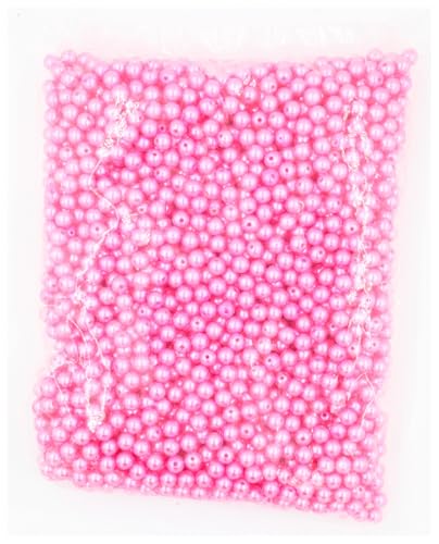 SQING 500 gramm 3/4/6/8/10/12 MM Mehrfarbig Mit Loch Acryl ABS Imitation perle Perlen Runde Lose Perlen for Schmuck Machen Zubehör(Rose,3mm 500gram) von SQING