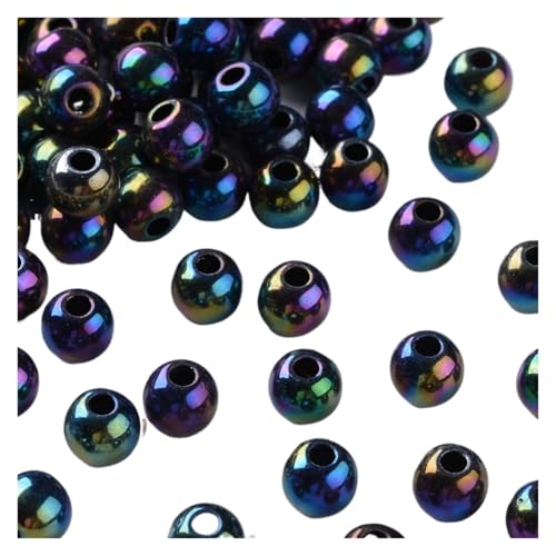 SQING 500g 6/8mm AB Farbe Überzogene Runde Undurchsichtige Acryl Perlen Spacer Perlen for Handgemachte Schmuck Machen Halskette armband DIY Zubehör(Black,8mm) von SQING