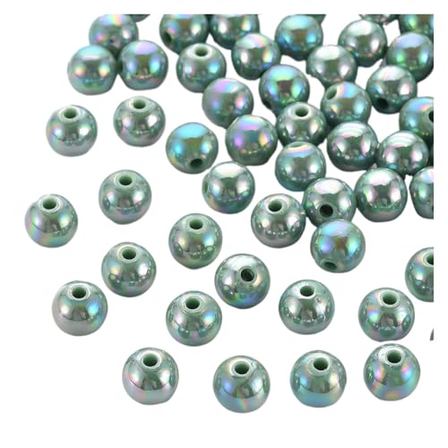 SQING 500g 6/8mm AB Farbe Überzogene Runde Undurchsichtige Acryl Perlen Spacer Perlen for Handgemachte Schmuck Machen Halskette armband DIY Zubehör(Cadet Blue,6mm) von SQING