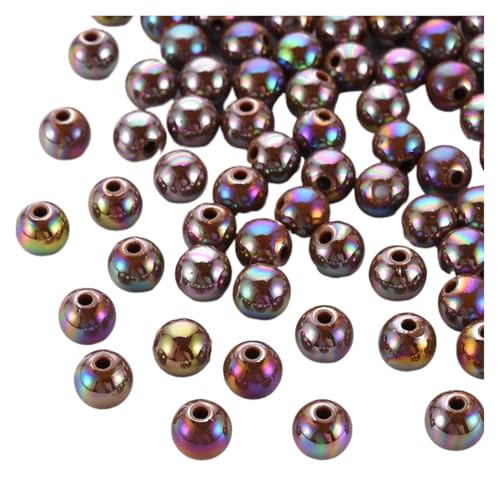 SQING 500g 6/8mm AB Farbe Überzogene Runde Undurchsichtige Acryl Perlen Spacer Perlen for Handgemachte Schmuck Machen Halskette armband DIY Zubehör(Camel,6mm) von SQING