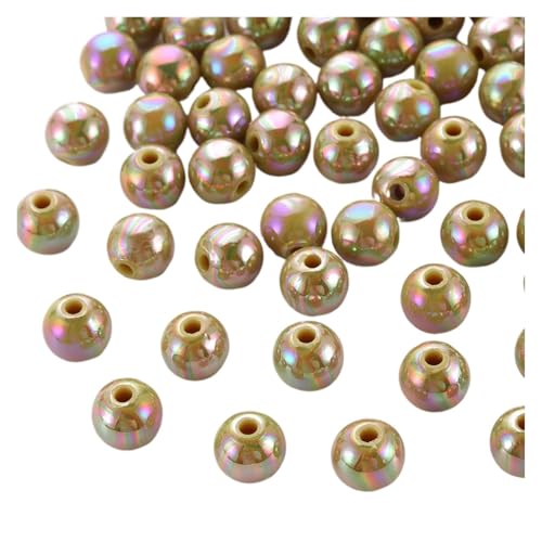 SQING 500g 6/8mm AB Farbe Überzogene Runde Undurchsichtige Acryl Perlen Spacer Perlen for Handgemachte Schmuck Machen Halskette armband DIY Zubehör(Dark Goldenrod,6mm) von SQING