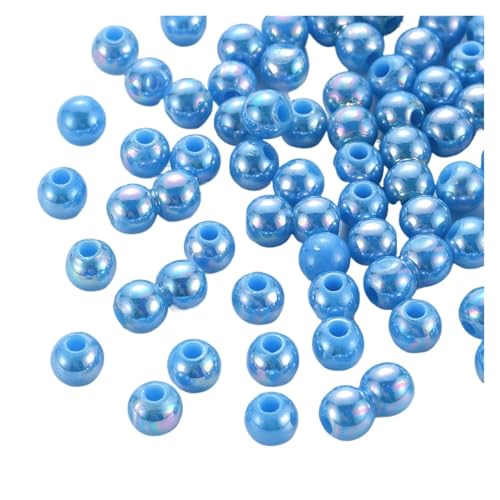 SQING 500g 6/8mm AB Farbe Überzogene Runde Undurchsichtige Acryl Perlen Spacer Perlen for Handgemachte Schmuck Machen Halskette armband DIY Zubehör(Deep Sky Blue,6mm) von SQING