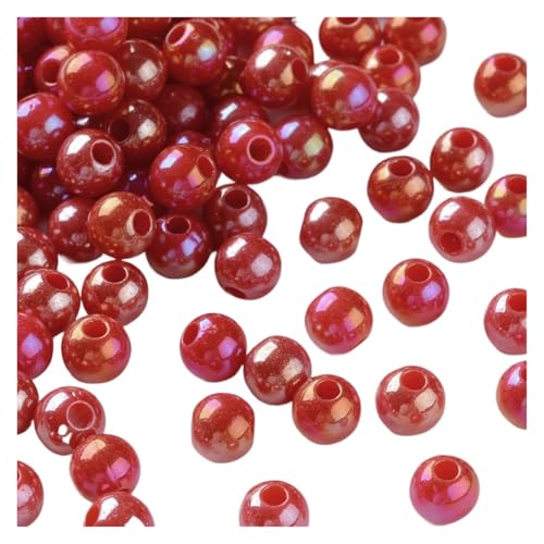 SQING 500g 6/8mm AB Farbe Überzogene Runde Undurchsichtige Acryl Perlen Spacer Perlen for Handgemachte Schmuck Machen Halskette armband DIY Zubehör(FireBrick,6mm) von SQING