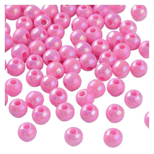 SQING 500g 6/8mm AB Farbe Überzogene Runde Undurchsichtige Acryl Perlen Spacer Perlen for Handgemachte Schmuck Machen Halskette armband DIY Zubehör(Hot Pink,6mm) von SQING