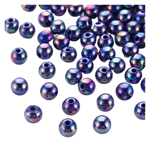 SQING 500g 6/8mm AB Farbe Überzogene Runde Undurchsichtige Acryl Perlen Spacer Perlen for Handgemachte Schmuck Machen Halskette armband DIY Zubehör(Indigo,8mm) von SQING