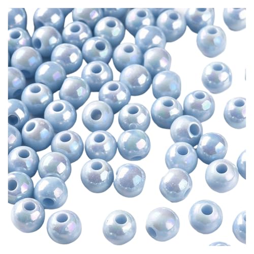 SQING 500g 6/8mm AB Farbe Überzogene Runde Undurchsichtige Acryl Perlen Spacer Perlen for Handgemachte Schmuck Machen Halskette armband DIY Zubehör(Light Sky Blue,6mm) von SQING