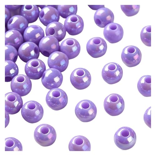 SQING 500g 6/8mm AB Farbe Überzogene Runde Undurchsichtige Acryl Perlen Spacer Perlen for Handgemachte Schmuck Machen Halskette armband DIY Zubehör(Lilac,6mm) von SQING