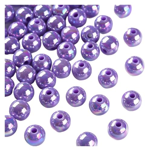 SQING 500g 6/8mm AB Farbe Überzogene Runde Undurchsichtige Acryl Perlen Spacer Perlen for Handgemachte Schmuck Machen Halskette armband DIY Zubehör(Medium Purple,8mm) von SQING