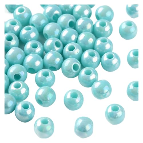 SQING 500g 6/8mm AB Farbe Überzogene Runde Undurchsichtige Acryl Perlen Spacer Perlen for Handgemachte Schmuck Machen Halskette armband DIY Zubehör(Pale Turquoise,8mm) von SQING