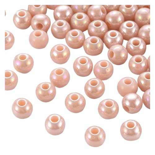 SQING 500g 6/8mm AB Farbe Überzogene Runde Undurchsichtige Acryl Perlen Spacer Perlen for Handgemachte Schmuck Machen Halskette armband DIY Zubehör(PeachPuff,8mm) von SQING