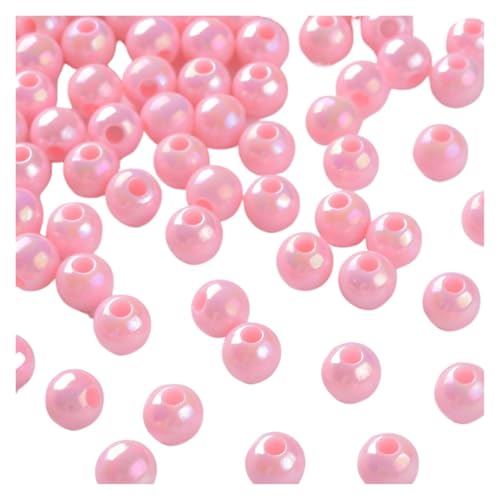 SQING 500g 6/8mm AB Farbe Überzogene Runde Undurchsichtige Acryl Perlen Spacer Perlen for Handgemachte Schmuck Machen Halskette armband DIY Zubehör(Pearl Pink,6mm) von SQING