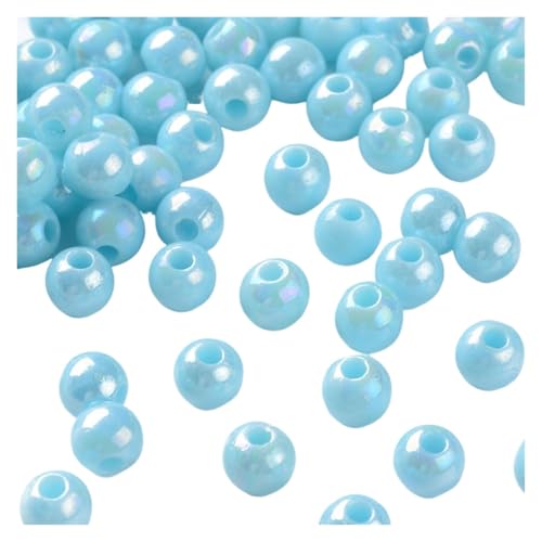 SQING 500g 6/8mm AB Farbe Überzogene Runde Undurchsichtige Acryl Perlen Spacer Perlen for Handgemachte Schmuck Machen Halskette armband DIY Zubehör(Sky Blue,8mm) von SQING