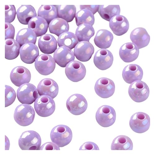 SQING 500g 6/8mm AB Farbe Überzogene Runde Undurchsichtige Acryl Perlen Spacer Perlen for Handgemachte Schmuck Machen Halskette armband DIY Zubehör(Violet,6mm) von SQING