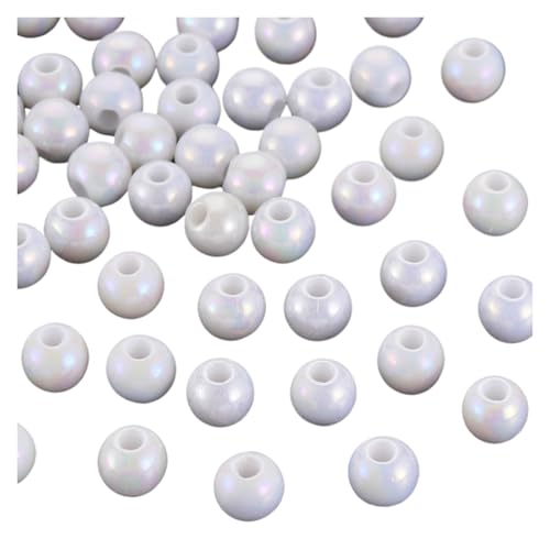 SQING 500g 6/8mm AB Farbe Überzogene Runde Undurchsichtige Acryl Perlen Spacer Perlen for Handgemachte Schmuck Machen Halskette armband DIY Zubehör(White,6mm) von SQING