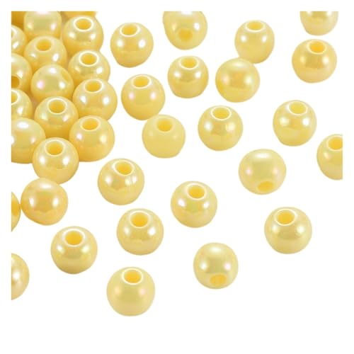 SQING 500g 6/8mm AB Farbe Überzogene Runde Undurchsichtige Acryl Perlen Spacer Perlen for Handgemachte Schmuck Machen Halskette armband DIY Zubehör(Yellow,6mm) von SQING