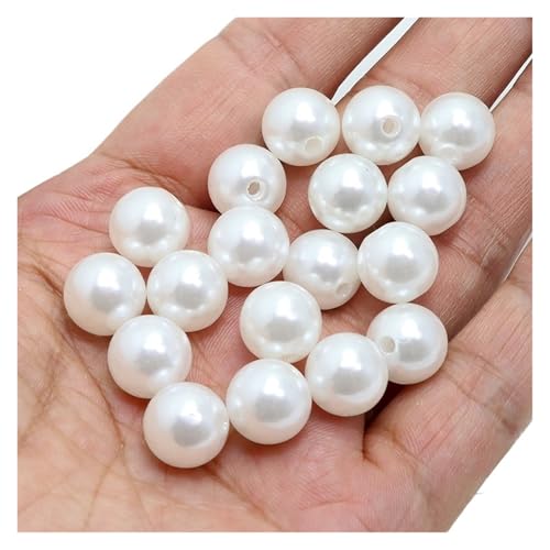 SQING 500g 8MM 1900Stk Kunstperlen Perlen for Aufnähen Perlen mit Loch for Schmuckherstellung Armband Halskette Haare Vasenfüller(White) von SQING