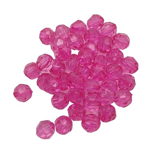 SQING 6–20 mm große, klare, facettierte Acrylperlen for handgefertigte Schmuckherstellung, Halskette/Ohrring, DIY-Herstellung/Schmuckzubehör(Hot pink,12mm 500pcs) von SQING