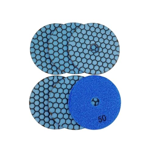 SQING 6 Stück Durchmesser 4 Zoll Harzbindung Diamant Flexible Polierpads Körnung #50 100 mm Trockenstein-Schleifscheibe Granit Marmor Keramik von SQING