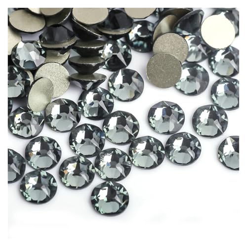 SQING 8 große + 8 kleine 1440 Stück bunte Nail-Art-Strass-Dekorationen, glitzernde Diamant-Strasssteine ​​mit flacher Rückseite, nicht Hotfix(Black diamond,SS16-1440pcs) von SQING