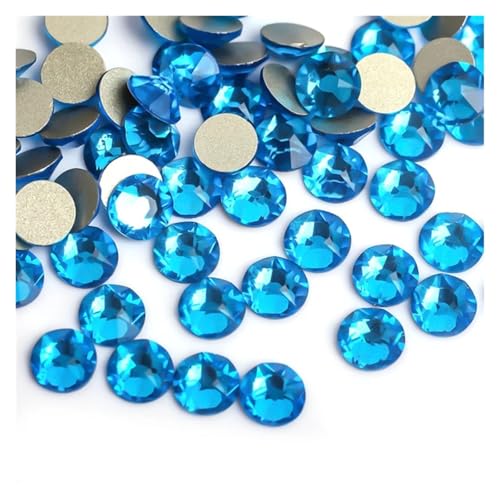 SQING 8 große + 8 kleine 1440 Stück bunte Nail-Art-Strass-Dekorationen, glitzernde Diamant-Strasssteine ​​mit flacher Rückseite, nicht Hotfix(Capri blue,SS16-1440pcs) von SQING